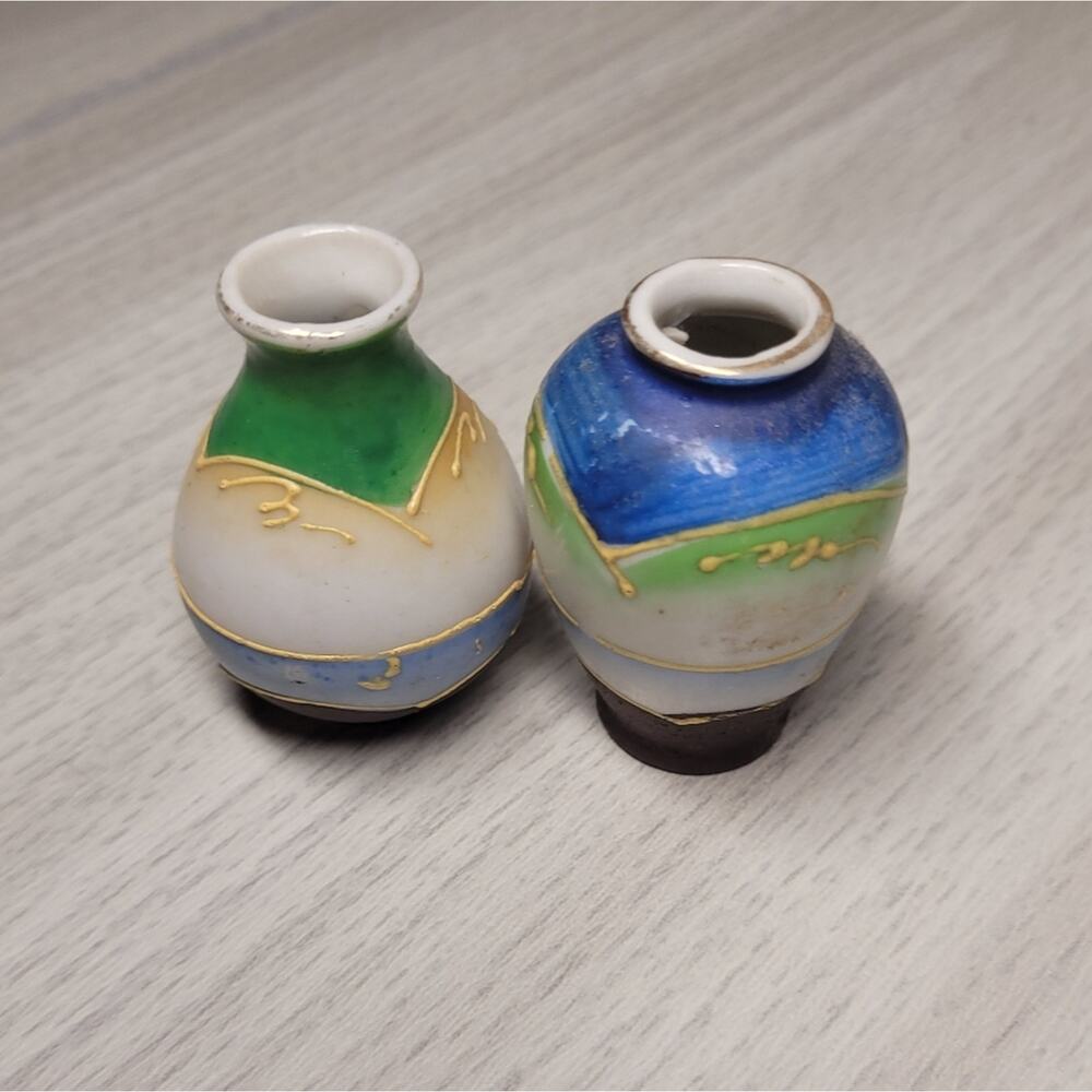 Vintage 1950-59 Handpaited Miniature Satsuma Vase Occupied Japan Bud Vase - Picture 3 of 7